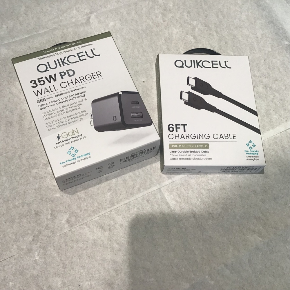 Quick cell 35W PD Wall Charger and a 6 FT Charging Cable Bundle